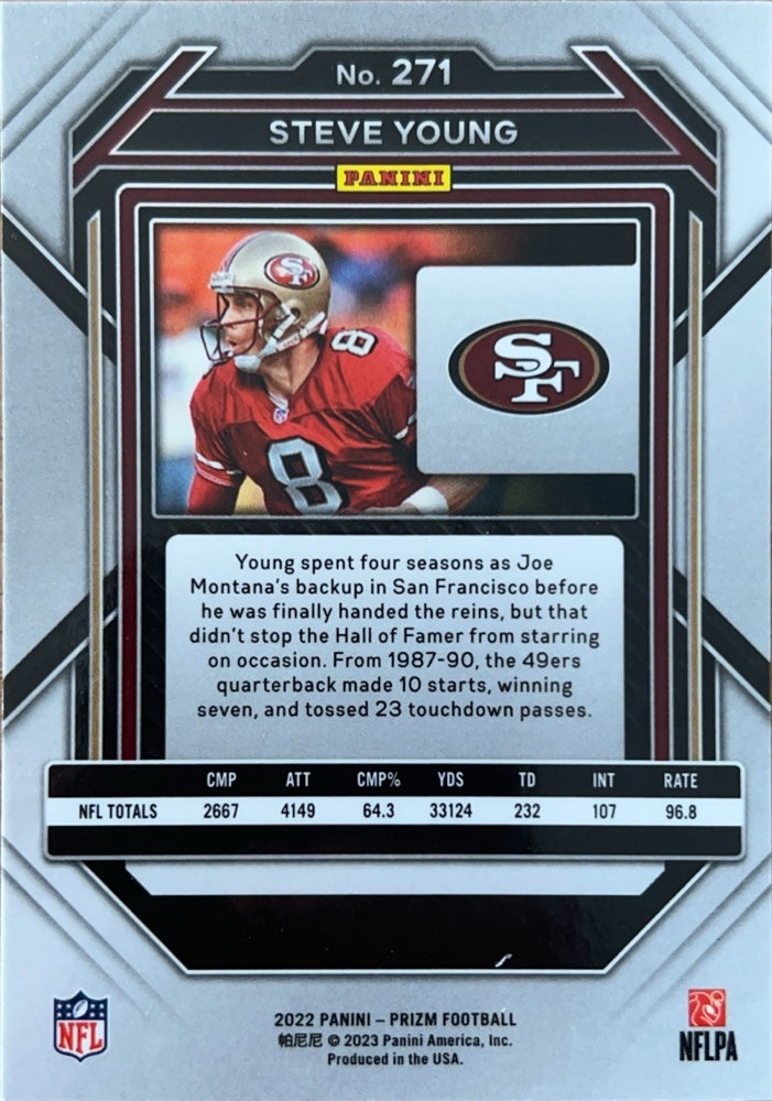 Steve Young #271 San Francisco 49ers | 2022 Panini Prizm | NFL Football (back)
