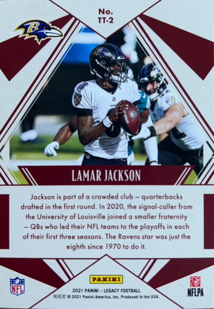 Lamar Jackson #TT-2 | 2021 Panini Legacy Timeless Talents (back)