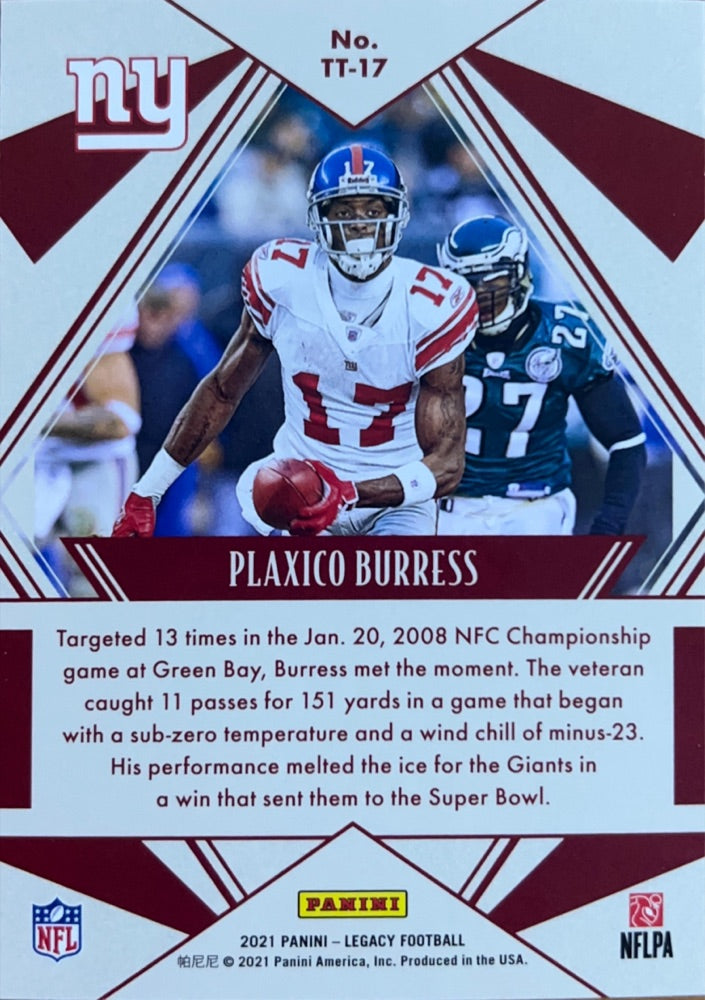 Plaxico Burress #TT-17 | 2021 Panini Legacy Timeless Talents (back)