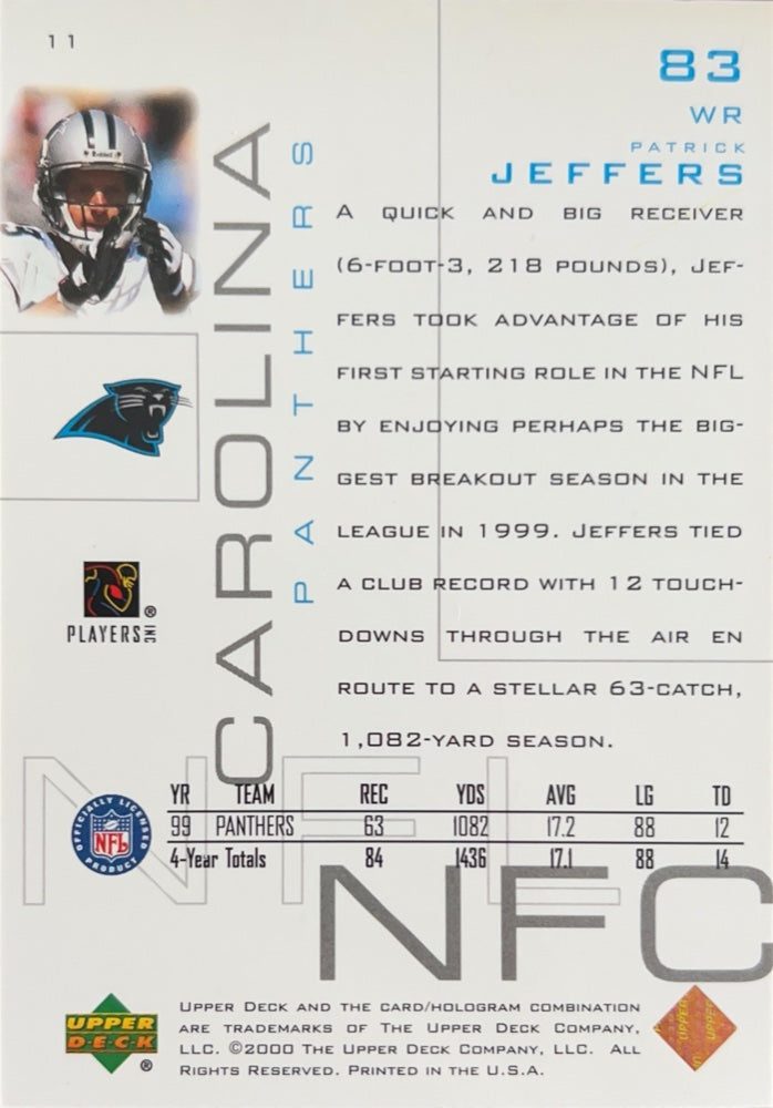 Patrick Jeffers #11 | 2000 Upper Deck Pros and Prospects (back)