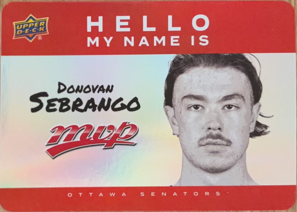 Donovan Sebrango #HNI-9 | 2025-26 Upper Deck MVP Hello, My Name Is (front)