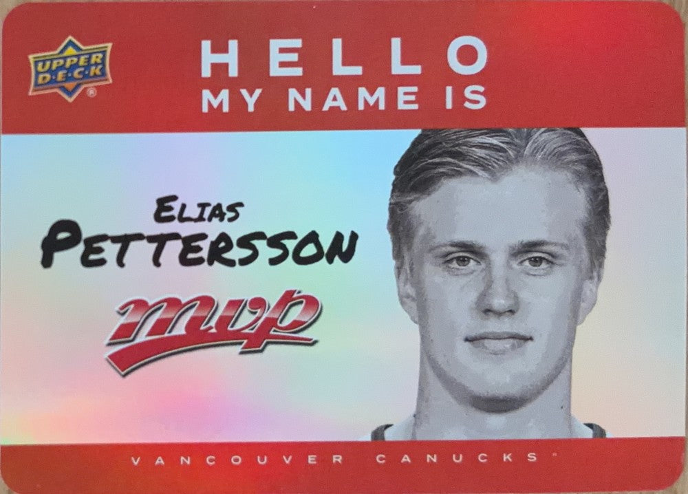 Elias Pettersson #HNI-12 | 2025-26 Upper Deck MVP Hello, My Name Is (front)