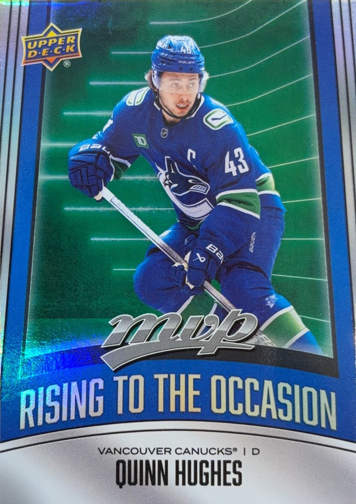 Quinn Hughes #RO-25 | 2025-26 Upper Deck MVP Rising to the Occasion (front)