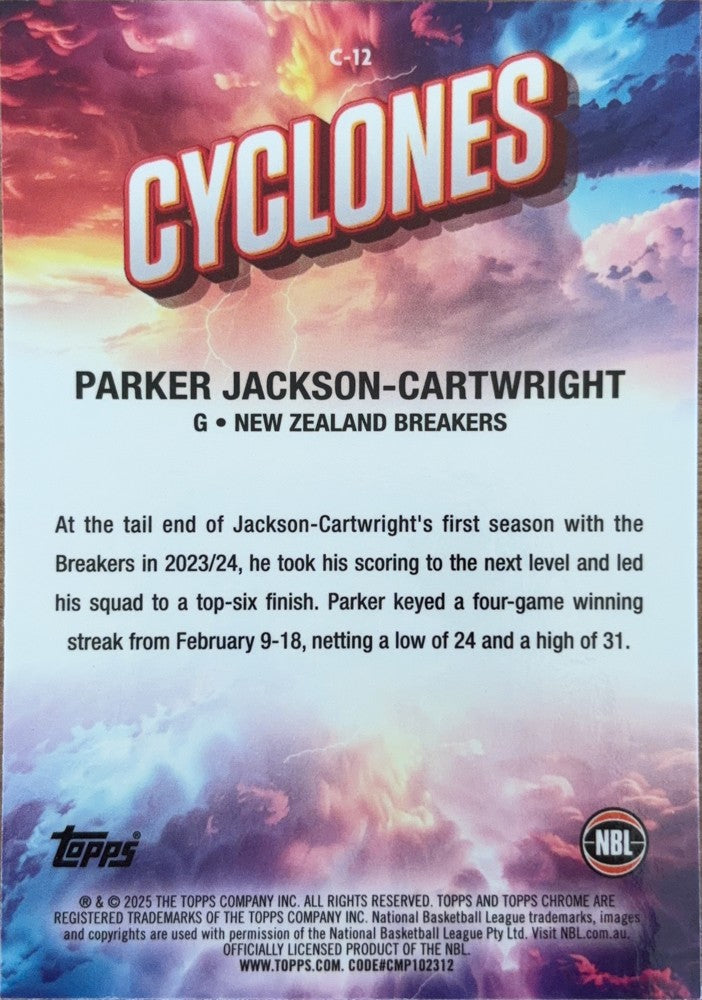 Parker Jackson-Cartwright #C-12 NZ Breakers | 2024-25 Topps Chrome NBL Cyclones (back)