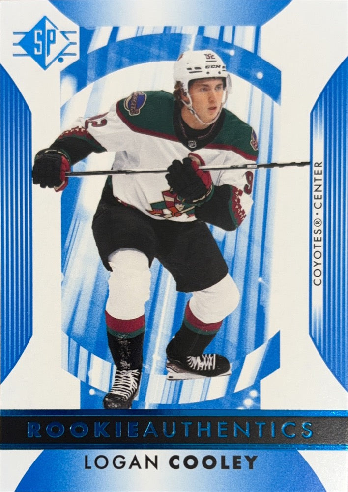 Logan Cooley #102 Arizona Coyotes Rookie Authentics | 2023-24 SP Blue (front)