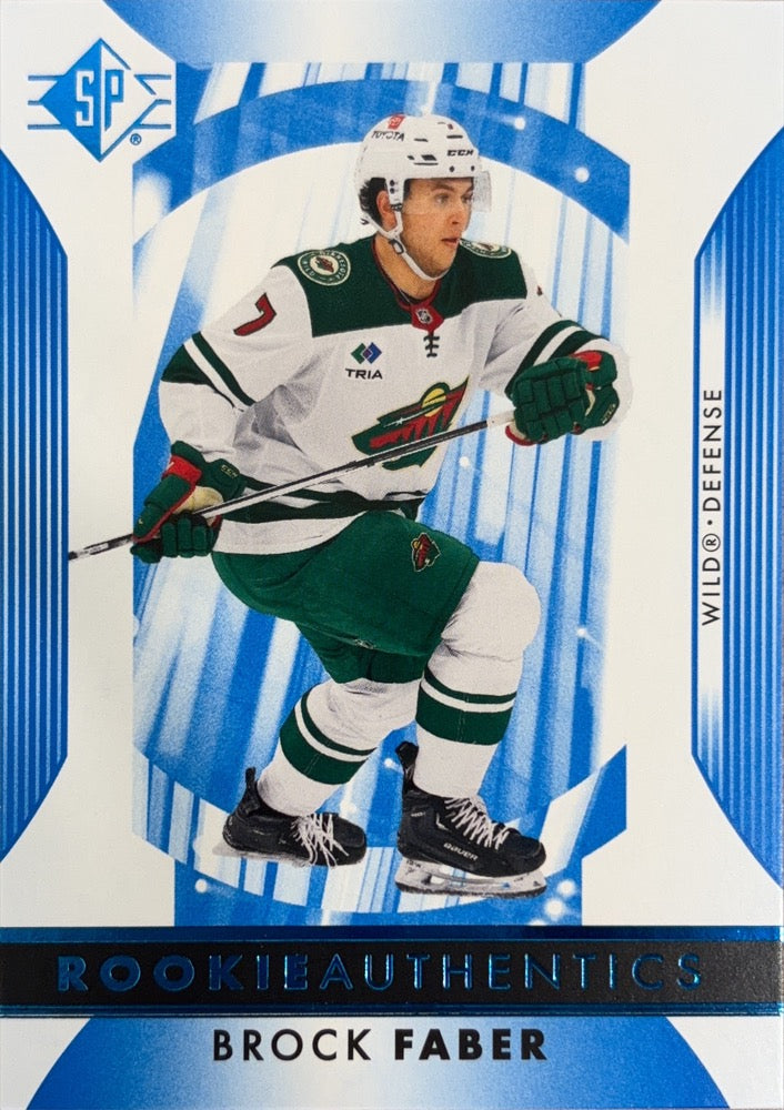 Brock Faber #128 Minnesota Wild Rookie Authentics | 2023-24 SP Blue (front)