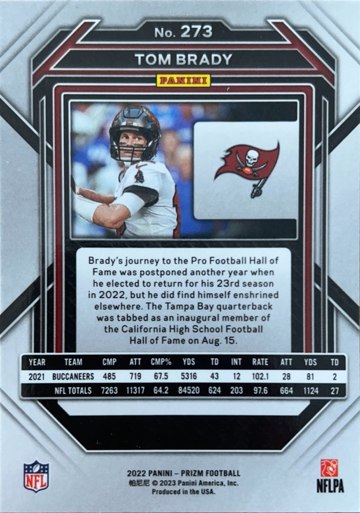 Tom Brady #273 Tampa Bay Buccaneers | 2022 Panini Prizm | NFL Football (back)